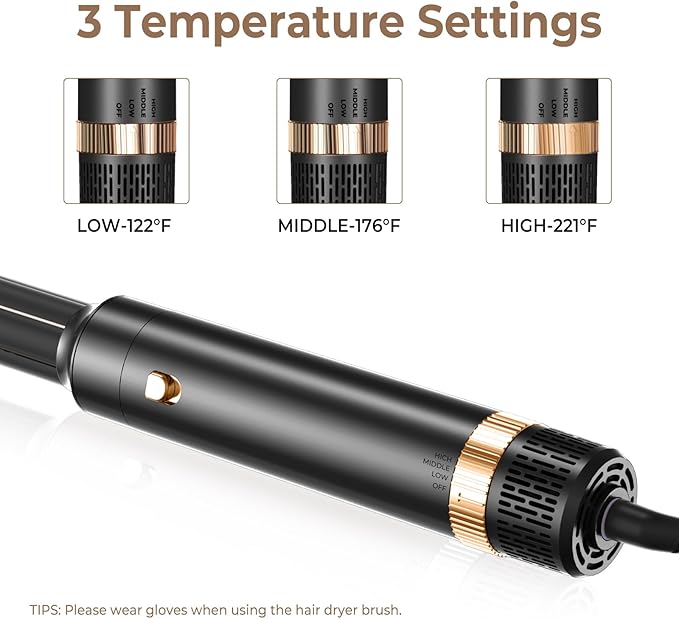 6 in 1 Hair Dryer Brush, Blow Dryer Brushies Ionic Hair Dryer, Oval Hot Air Brush, Hair Curler Straightener Magic Styler Autowrap Air Styler.