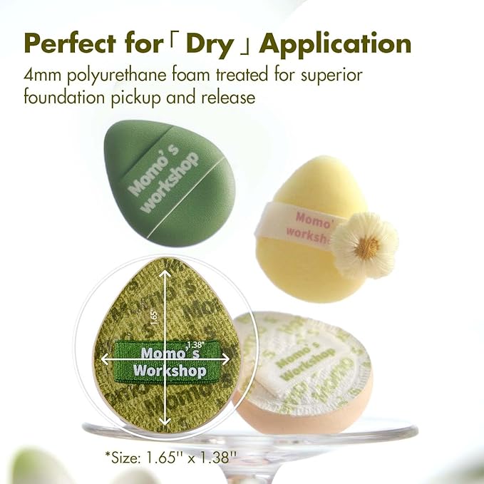 Mini Denim Makeup Sponge Set,Professional Blenders Sponge for Concealer/Blush/Highlighter, Perfect for Detail Work & Travel,4pcs,Green,with Travel Pouch,Beginer-Friendly & Reusable
