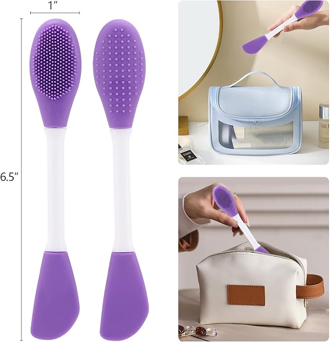 20 Pcs Silicone Face Mask Applicator, 2 in 1 Double-Sided Facial Scrubber Brush Tool, Double-Head Manual Cleansing Brush for Deep Gentle Exfoliating