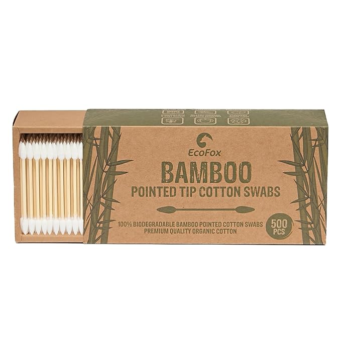 Precision Tip Cotton Swabs 500 Count | Organic & Biodegradable Pointed Cotton Buds | 100% Eco-Friendly & Natural | Perfect for Nails & Makeup, Fine Cleaning, Arts & Crafts