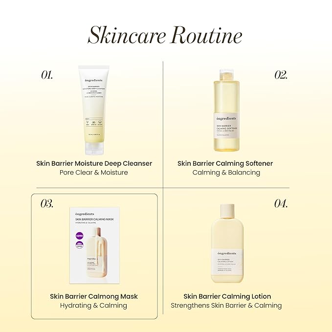 ONGREDIENTS Skin Barrier Calming Mask | Hydrating Daily Face Mask for Sensitive Skin | Ceramide, Hyaluronic Acid, Peptide Complex, Soothing, Calming | Vegan, Korean Skin Care 27ml / 0.91 fl. Oz. x6ea