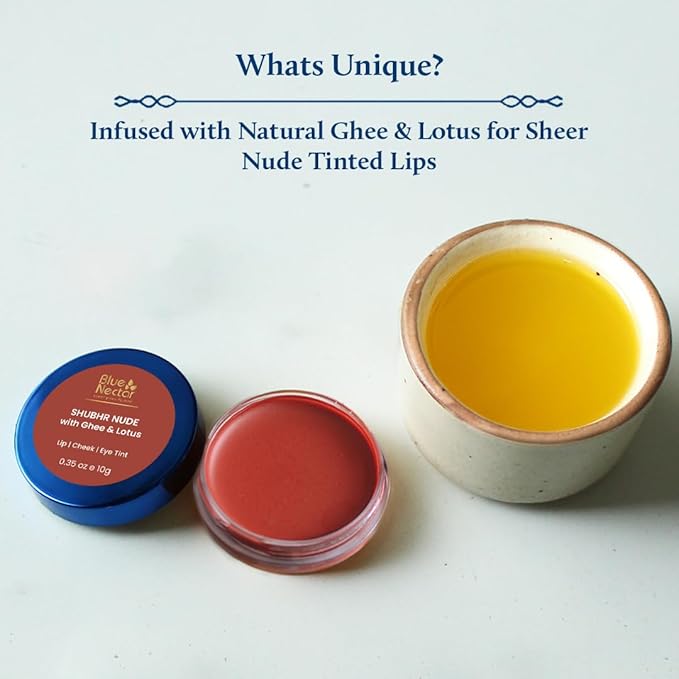 Blue Nectar Lip Tint Stain for Sheer Nude Tinted Lips | Hydrating Lip Tint, Color Infused, with Shea Butter for Natural Looking Finish (035Oz)