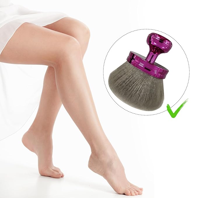 Extra Large Body Brush for Self Tanner, 2.9-Inch Wide Round Head Body Makeup Brush, Soft Synthetic Wool with Drawstring Bag for Face and Legs (Purple)