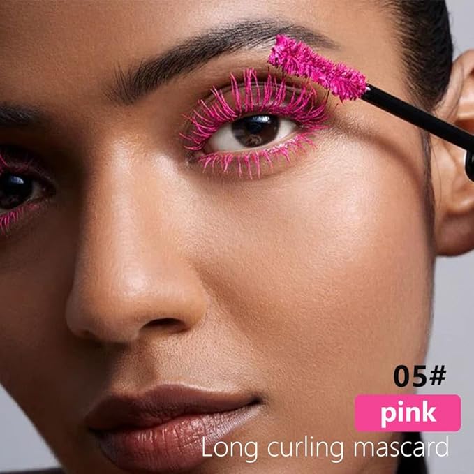 BINGBRUSH Colored Mascara for Eyelashes, Voluminous Colorful Mascara, Pink Purple Blue Green Red-Lengthening, Defining, Curling, Multiplying Formula (#05-Pink, 1 Count (Pack of 1))