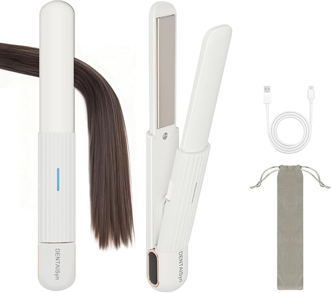 USB Hair Straightener Irons | 2-in-1 Curling Wand & Titanium Flat Iron Professional Hair Straightener and Curler,Rechargeable Portable Hair Straightening Iron