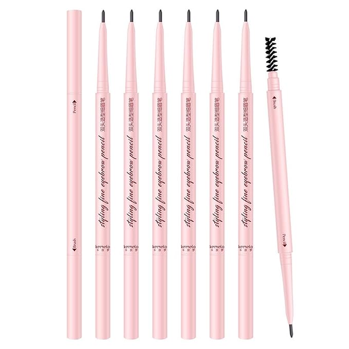 Black Eyebrow Pencil,6Pack Micro Brow Pencil Waterproof Smudgeproof,Ultra-Precise Tip Long-Lasting Eyebrow Pencils for Women Natural Looking Eyebrows,Built-In Spoolie Brush,06 Natural Black.