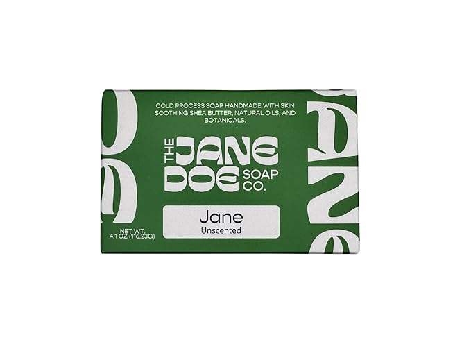 Natural Handmade Cold Process Bar Soap - Made with Olive oil, Coconut oil, Castor, Shea Butter, and Kaolin Clay-Plant Based, Vegan, Moisturizing, Hand/Body Soap! 1 Bar (Jane Unscented)
