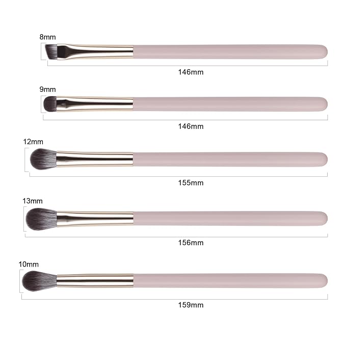 Eye Makeup Brush Set, 5Pcs Professional Blending Eyeshadow Makeup Brushes with Synthetic & Wood Handle Angled Eyebrow Brush Cruelty-Free & Vegan for Liquid, Cream, Powder Concealer Brows Eye shadows