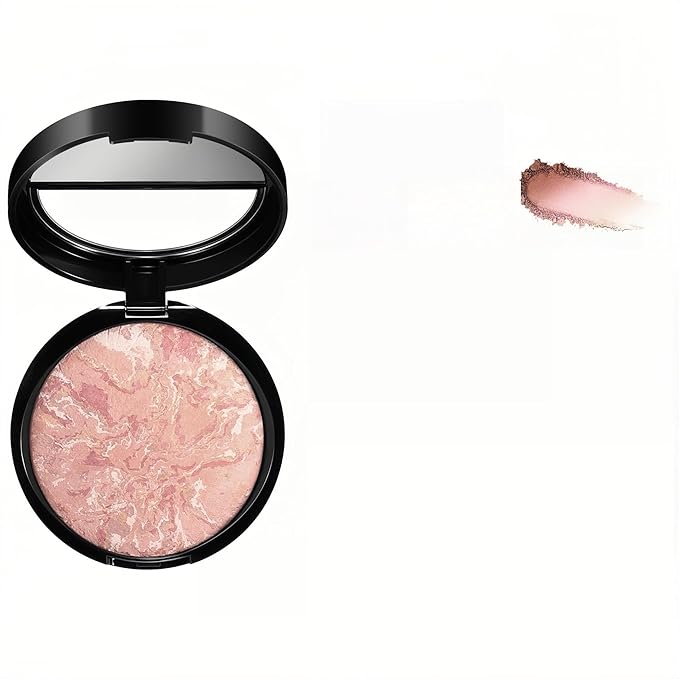 MAEPEOR Baked Setting Powder Brighten Color Correcting Powder Foundation Natural Smooth Lightweight Oil-Control Pressed Foundation (02 Fair)