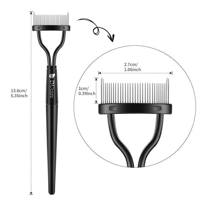 Eyelash Comb Eyebrow Brush DUcare Eyelash Separator Mascara Applicator Eyelash Definer With Comb Cover Arc Designed Cosmetic Brushes Tool Black