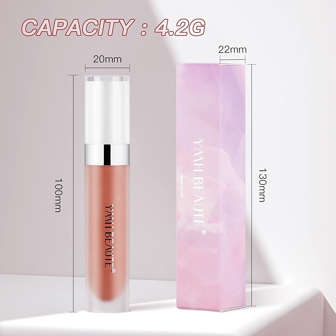 Liquid Blush Cream Blush Makeup, Pigmented, Lightweight, Breathable, Sheer Flush, Waterproof, Long-Wearing, Natural-Looking Dewy Cheek Tint (Maple Orange Brown 04)