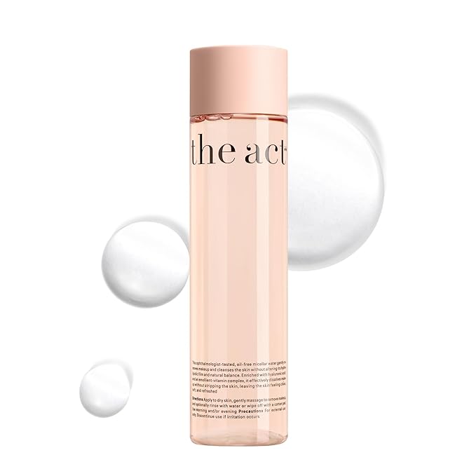 The Act Micellar Water Makeup Remover – Gentle Cleansing for Face & Eyes – Hydrating, Alcohol-Free, Non-Comedogenic, Organic, Sensitive Skin, Waterproof Makeup Remover, Vegan, 8.45 fl oz