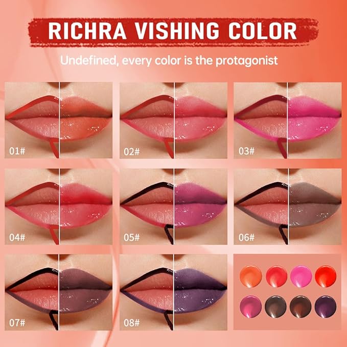 2Pcs Peel Off Lip Gloss Tattoo and Lip Oil 2-in-1, Lip Stain Peel Off Masque - Peel Off Lip Tint ,Long Lasting Waterproof Transfer-proof Lip Mask Lip Gloss Peel Off Lip Liner,Stay Lip Makeup 03#+05#