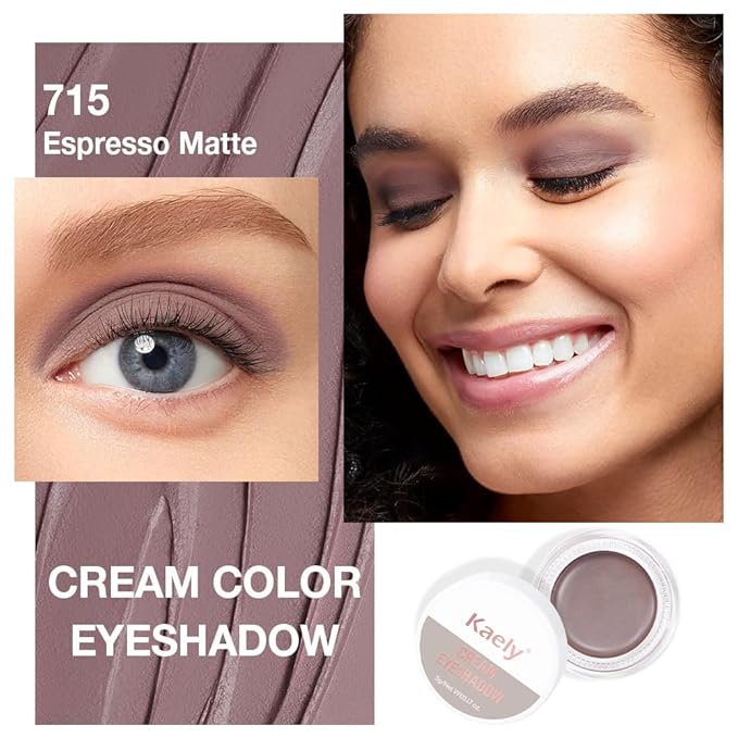 Single Cream Eye Shadow,Espresso Nude Matte Natural Monochrome Eyeshadow Palette,Waterproof,Long Lasting Naturing-Looking,Vegan & Cruelty-Free,715