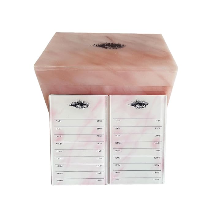 10 Layers Acrylic Eyelash Storage Box,Eyelash Holder Extension Tool,Makeup Organizer False Eyelashes Glue Pallet Holder, Grafting Eye lashes Close-Packed Display with 10 Pallets (Pink Marble)