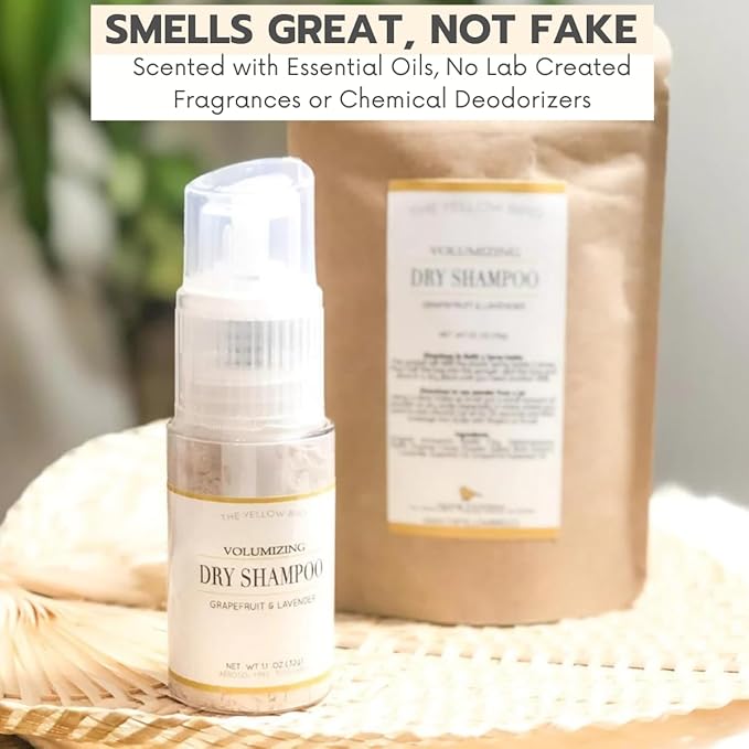 Yellow Bird All Natural Dry Shampoo Powder - Aerosol Free, Talc Free, Volumizing Powder Spray for Light & Dark Hair.
