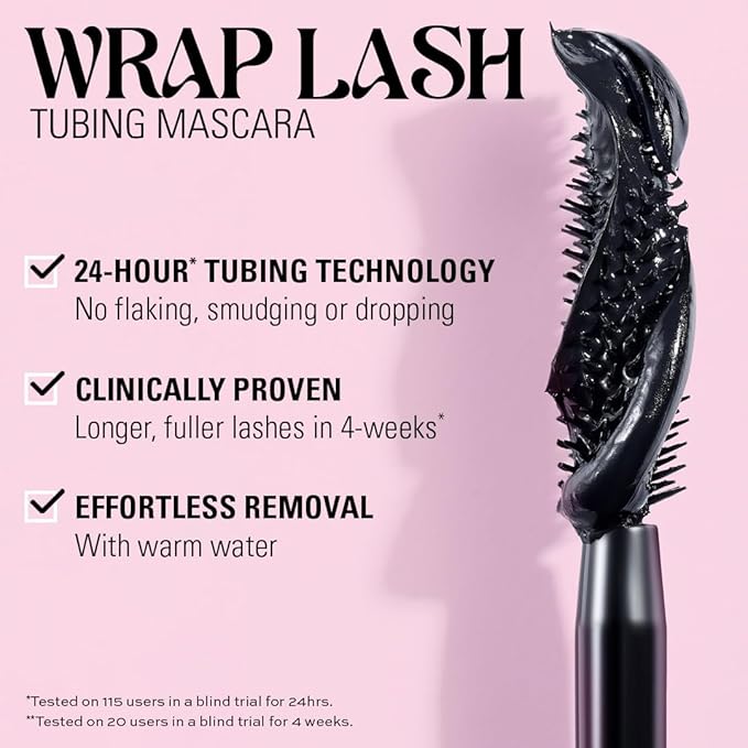 Revolution Beauty London, Wrap Lash Tubing Mascara, Smudge-Proof & Water-Resistant for Length & Volume, Vegan & Cruelty-Free, Black, 0.28 fl oz
