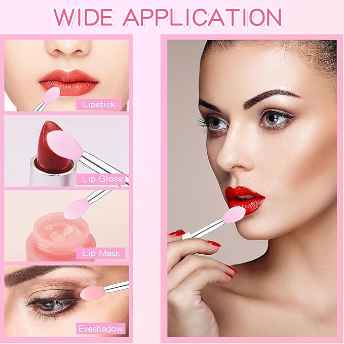8PCS Reusable Lipstick Applicator Brush,Lipstick Brushes with Cap Lip Applicator Brushes Makeup Beauty Gloss, Cream, Eyeshadow, Balm (pink)