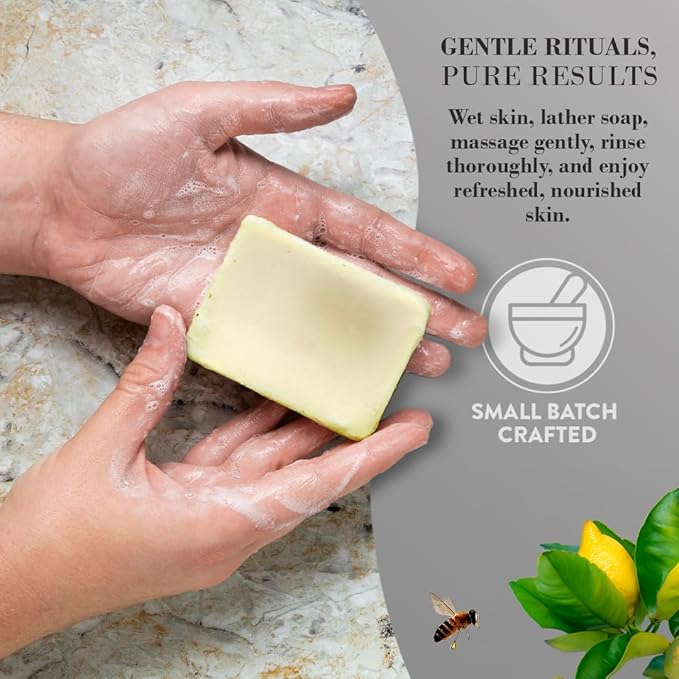 Lemon Tallow Soap – Citrus Essential Oil Bar – Grass Fed & Handmade – 3 Pack