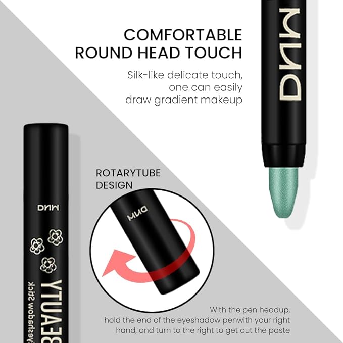 evpct Green Shimmer Cream Eye Shadow Brightener Sticks Set for Eyes, Green Shimmery Matte Pencil Eye shadow Applicator Stick Pen Palette Makeup Waterproof sombras en crema para ojos 34#