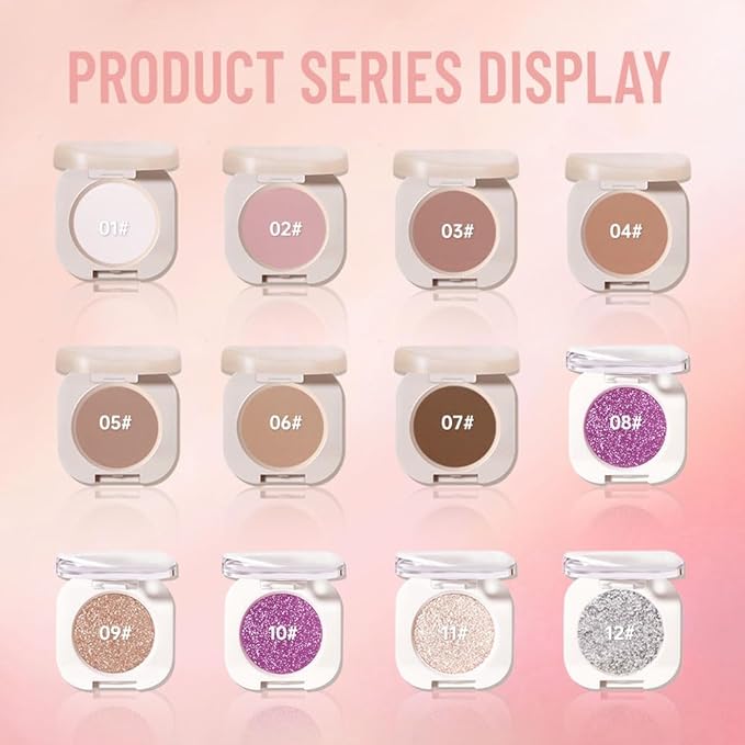 Pearlescent mini Eyeshadow Highly Pigmented Blend Matte & Shimmer EyeShadow,Cream Moisturizing Waterproof&Long Lasting Eye Makeup Natural Luminous Makeup Look (B02, 1 Count (Pack of 1))