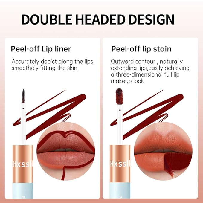 Matte Lip Stain Peel Off Lip line Tattoo, Peel-off Lip Stain Masque - All Day Peel Off Lip Tint，Long Lasting Waterproof Transfer-proof Lip Mask Lip Color Peel Off Lip Gloss,Stay Lip Makeup 02#