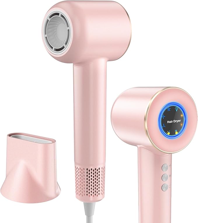 Smart Ionic Hair Dryer with Intelligent Grip Sensor, Thermo-Control, Self-Cleaning Function,110000 RPM Low Noise Blow Dryer with Magnetic Concentrator, Lightweight Hairdryer for Women