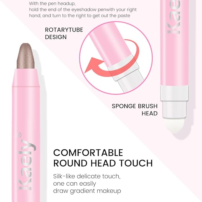 2-in-1 Cream Eyeshadow & Highlighter Stick, Waterproof Taupe Shimmer Eye Shadow Pencil for Women, Long-Lasting Pigmented Makeup, sombras para ojos 15