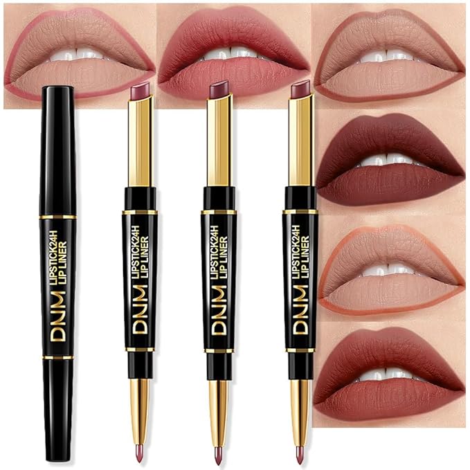 evpct 3Pcs Matte Lip Liner and Lipstick Combo Set Kit for Women, Magic Lipstick 24 Hours Original Lip Liner Makeup Stain Gloss Plumper Long Lasting Waterproof and Smudge Proof labial,31#32#33
