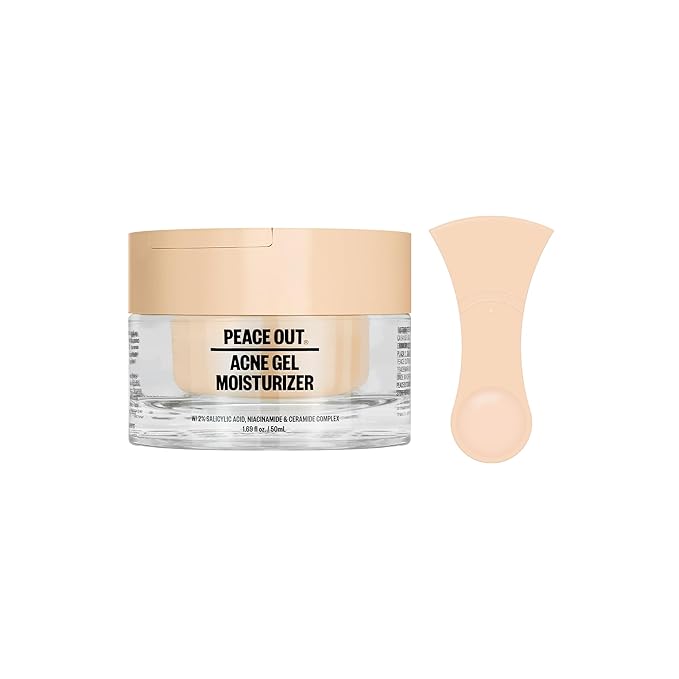 PEACE OUT Skincare Acne Gel Moisturizer, For Daily Facial Use with Salicylic Acid & Niacinamide, Boost Hydration and Help Prevent Acne & Blackheads, for Men & Women, 1.69 fl oz