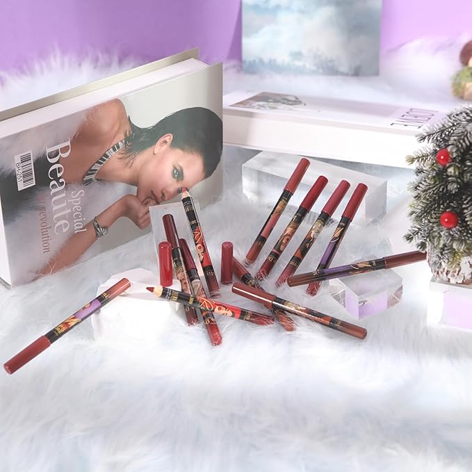 12PCS Lip Liner Pencils Set Pack for Shaping & Sculpting Lips, Modifieddark Lip Color Lipsticks,Long-Lasting Waterproof Lipsticks. (03, Color)