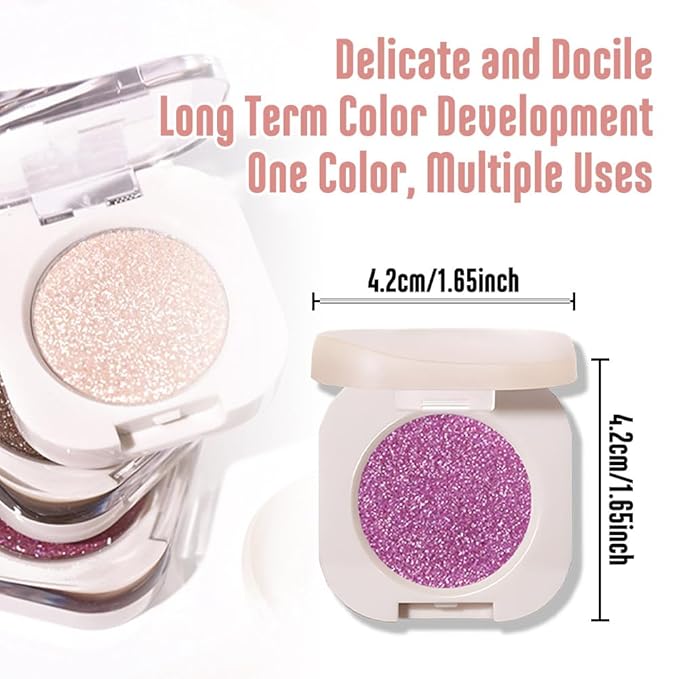 Pressed Single Glittler Eyeshadow Palette, Purple Glitter eyeshadow For Old Women, Pigmented Waterproof Sombras Para Ojos, Single Pressed Powder Vegan, Talc, Paraben & Cruelty Free(08)