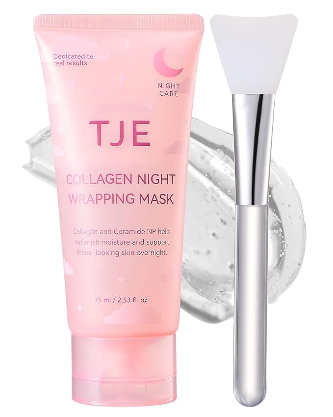TJE Collagen Night Wrapping Mask, Collagen Peel Off Face Mask with Nicotinamide, Elasticity & Hydration Care, Reduces Sagging & Dullness - 2.53 fl oz