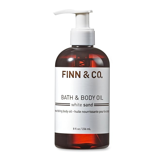 FINN & CO. White Sand Bath & Body Oil - Lightweight, Fast-Absorbing, Paraben & Cruelty Free - Moisturizing Jojoba & Apricot Oil - Beach-Inspired Hydrating & Nourishing Fragrance | 8 oz
