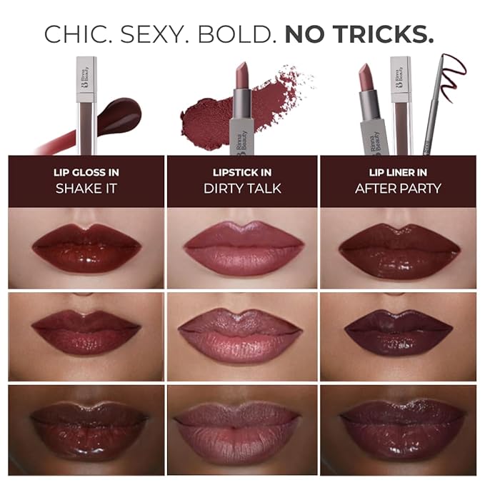 Rinna Beauty Icon Lip Kit - Sasha- All-in-one Lip Kit Includes Lipstick, Lip Gloss, Lip Liner - DEEP WINE look - Vegan, Long-lasting, Anti-aging & Moisturizing, Cruelty-Free - 1 each