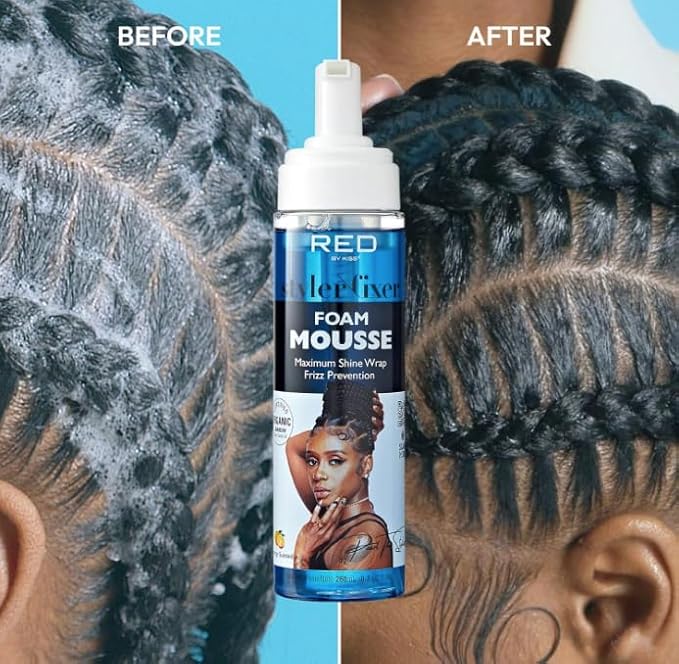 Red by Kiss 3000 Ceramic Tourmaline Professional Hood Dryer + 80pcs Slide-in Hair Clips + Foaming Mousse with Jamaican Black Castor Oil, Complete Hair Styling & Curl Setting Kit for Home & Salon