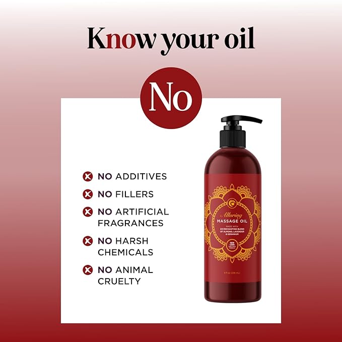 Relaxing Massage Oil for Massage Therapy - Aromatherapy Full Body Massage Oil with Enchanting Lavender Ylang Ylang Orange and Geranium Essential Oils - Naturally Scented Vegan Non GMO & Gluten Free