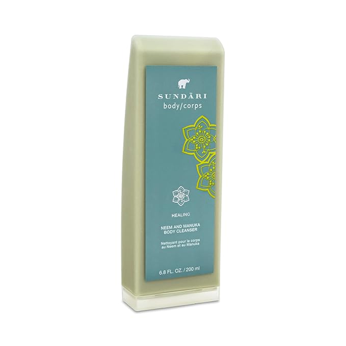 SUNDARI Neem & Manuka Body Cleanser, 6.7 Fl Oz, Luxurious Herbal Formula with Soothing Extracts to Smooth Skin, Control Oil & Unclog Pores, Heals skin