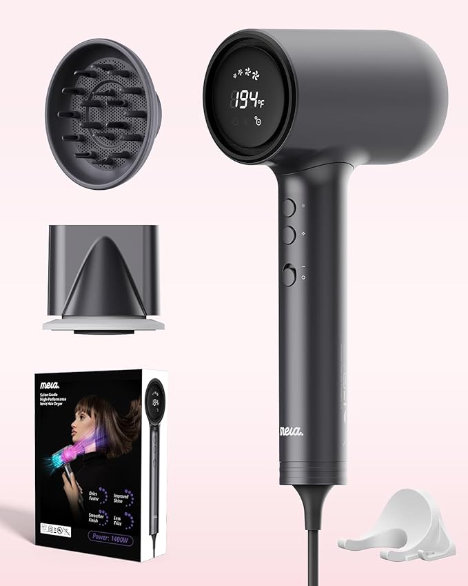 Professional Ionic Hair Dryer for Women with Magnetic Diffuser, mera ProMax, Fast Drying Ions Blow Dryer for Weight Lover, One Button Cooling Mode, cUL Certificate, High Speed Quiet Hair Blower
