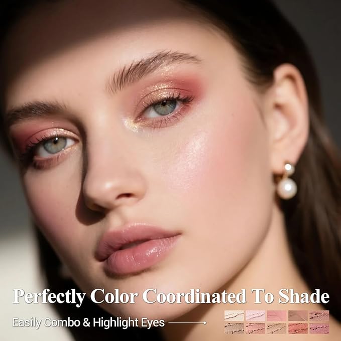 10PCS Eyeshadow Stick,Shimmer And Matte Brown Metallic Cream Eyeshadow Pencil Crayon with Smudge-proof & Waterproof, Eye Brightener Stick, Ideal Gift for Women - C2 Stellar Pink Quartz