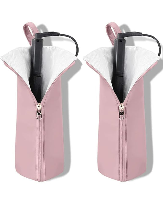 Hot Iron Holder & Mat, Heat Resistant Travel Bag for Curling Iron, Flat Iron - Hair Tool Organizer for Home, Travel