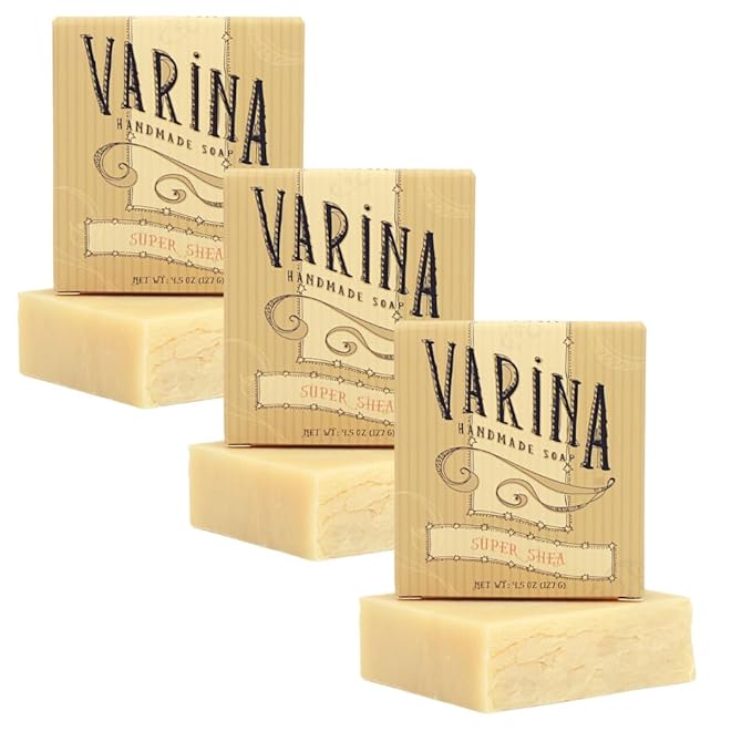 Organic Super Shea Bar Soap - Gentle Cleansing for Sensitive Skin, Unscented - 3 Pack