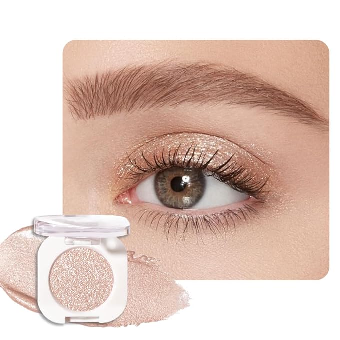Pearl White Glitter Eyeshadow Palette for Women, Single Monochrome Eye Shadow Makeup, Shiny Pressed Powder, Blendable Natural sombras para ojos, Holographic,Vegan,Travel -11