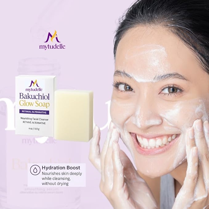 Bakuchiol Glow Soap – Natural Retinol Alternative Facial Bar – Anti-Aging, Brightening, Hydrating Cleanser for Sensitive, Dry or Dull Skin – Vegan, Gentle, Plant-Based – 4oz