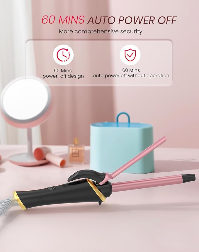 Ukliss Mini Curling Iron for Short Hair, Creates Perfect Tight Ringlets & Bangs, Fast Heat 30s, 5 Temp Settings, Dual Voltage, Auto Shut-Off & Anti-Scald Tip, Travel Friendly (Black, 1/2 Inch)