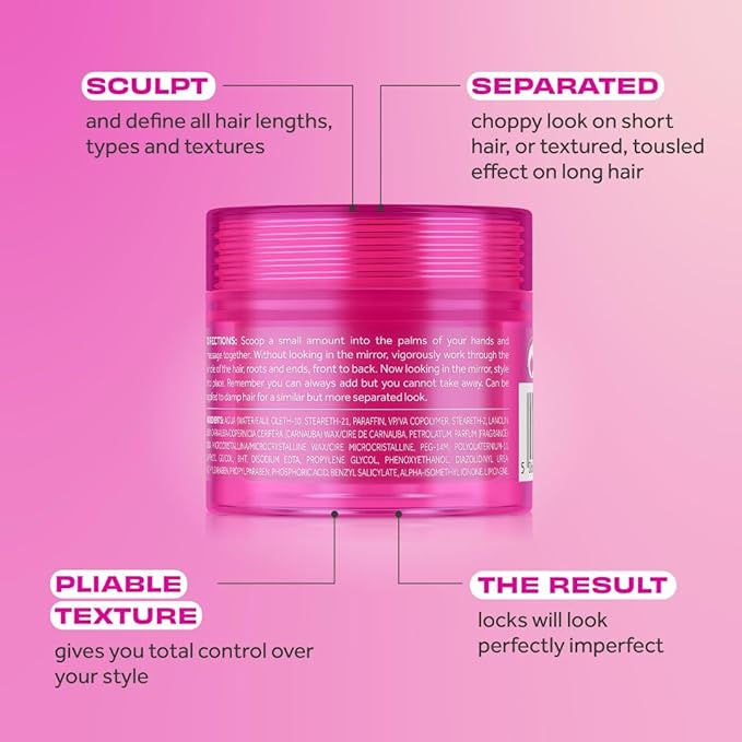 Lee Stafford Hair Styling Pomade | Messed Up Putty - Lighweight, Pliable Shaping Wax Paste, All Lengths, Firm Hold for Texturizing & Definition, Flyaway Tamer, Smoothing Slick Back, Men & Women