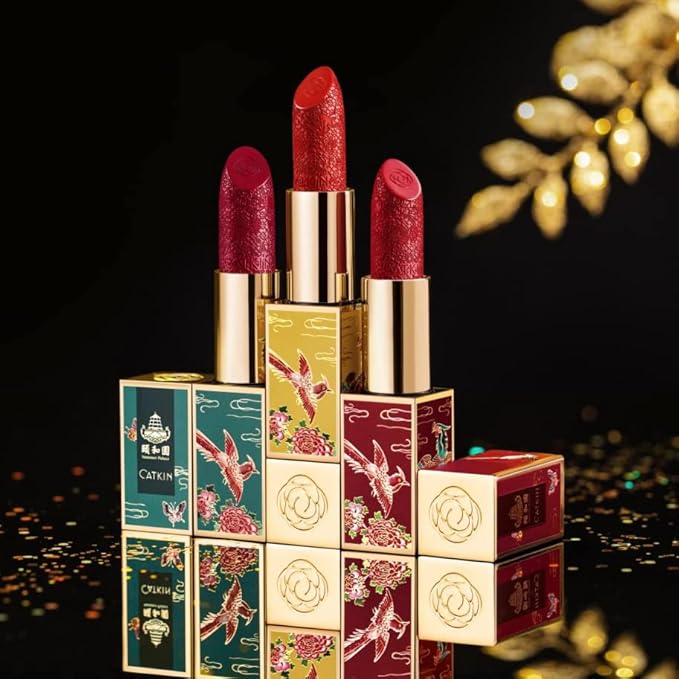 Catkin Carving Lipstick Set Matte Red Orange Long Lasting Moisturizing Lip Stick Makeup Gift (SUMMER PALACE)