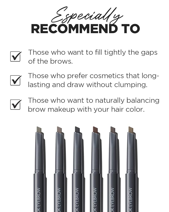THESAEM Artlook Eyebrow Definer Pencil with Spoolie Brush 02 Deep Brown – Long Lasting Eyebrow for Soft Textured Eyebrow Makeup with Vitamin E - Triangular Pencil