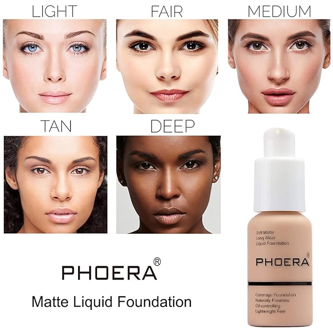 PHOERA Foundation, PHOERA Matte Liquid Foundation,PHOERA Makeup for Women, PHOERA Foundation Full Coverage Concealer, 30ml 24HR Matte Oil Control Concealer (103- Warm peach*2)