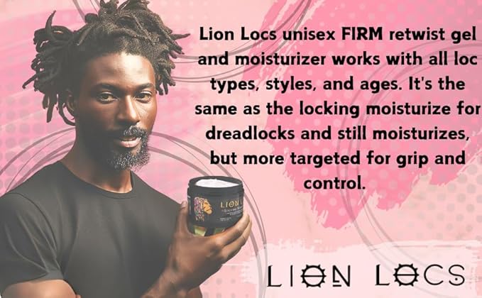 Lion Locs Hair Locking Dreads Moisturizer for Dreadlocks, Locks, Microlocs, Interlocks, Braidlocks, Braids, Fauxlocs, Twistlocks, or Sisterlocks (8oz) (Firm)